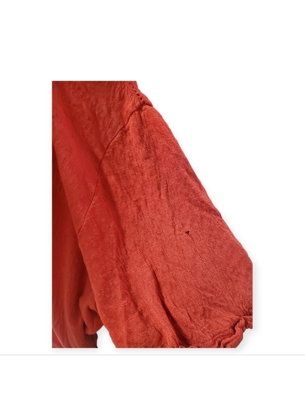 Anthropologie Burnt Orange V Neck Flare Top Large Petite - Picture 9 of 11